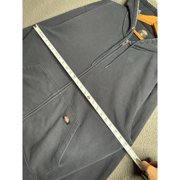 VTG Y2K Dickies Full Zip Hoodie Sweatshirt Mens XL Navy Cyber Skater Grunge - Picture 12 of 13